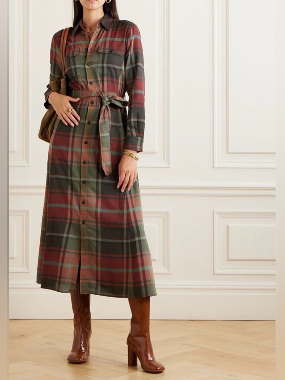 Polo Ralph Lauren Checked Cotton-Blend Maxi Dress
